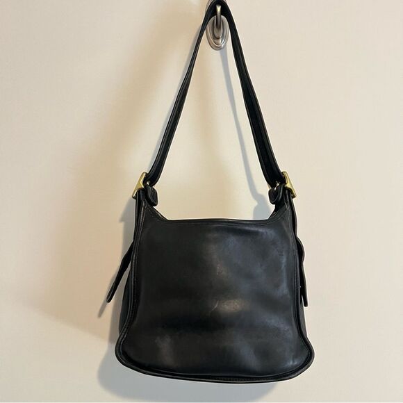 Vintage COACH #9966 "Legacy Zip" Black Leather Crossbody Bag - Classic! J8N 9966 - Picture 1 of 15